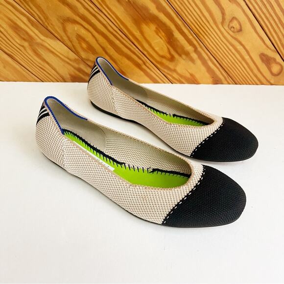 Rothy's The Square Toe Flat in Tuxedo - Picture 1 of 7